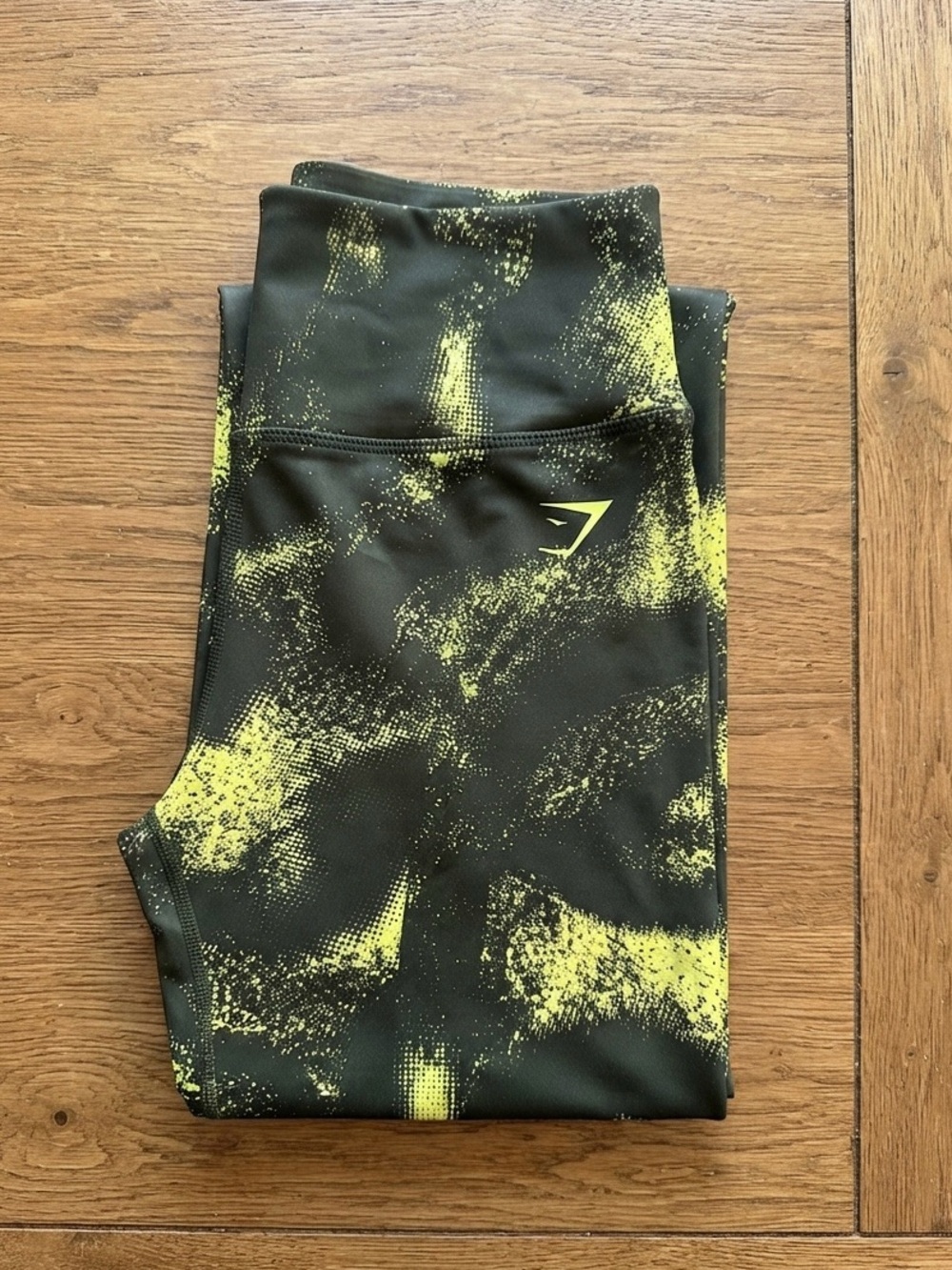Gymshark Kids Black Leggings with Neon Yellow Print